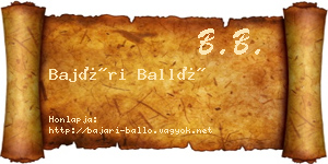 Bajári Balló névjegykártya